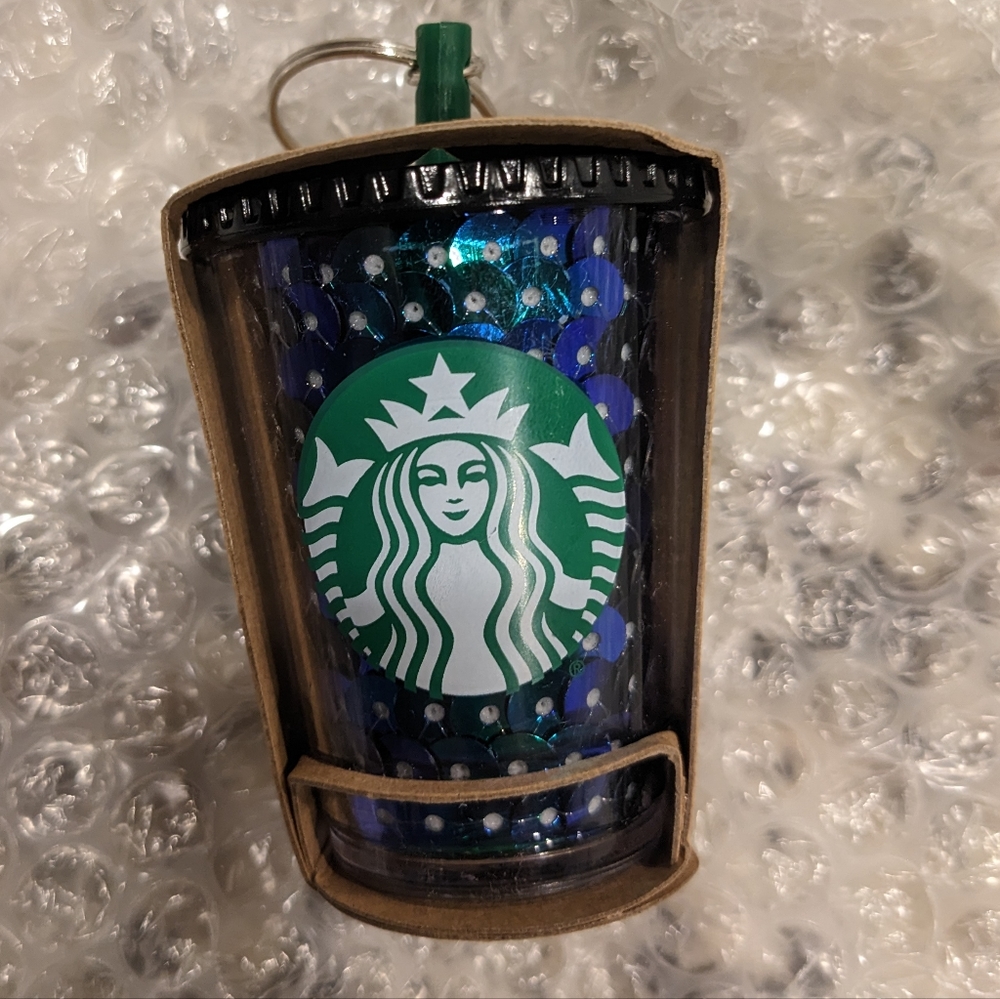 Starbucks Ornament Keychain Sequins Cold Cup